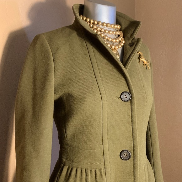 J. Crew Double Cloth Lady Day Coat Olive Green.  Sz T4 - Picture 5 of 7